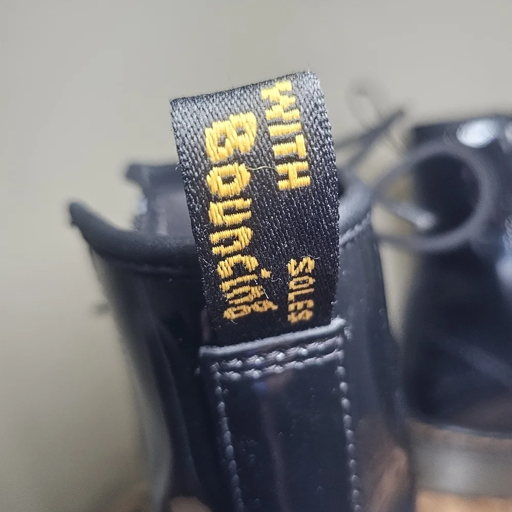 Dr Martens 1460 Youth Black Patent Leather Combat Boots Lace Up Side Zip